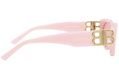 Pre-owned Balenciaga Bb0095s 003 Sunglasses Women's Pink/gold/red Lenses Oval Shape 53mm