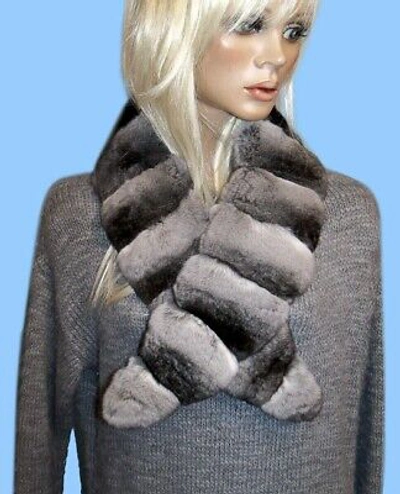 Pre-owned From *damco* Genuine Chinchilla Fur Stole - Jacket Or Coat Collar - Scarf 42 Inch Length In As In Photo