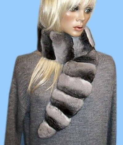 Pre-owned From *damco* Genuine Chinchilla Fur Stole - Jacket Or Coat Collar - Scarf 42 Inch Length In As In Photo