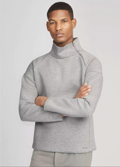 Pre-owned Ralph Lauren Purple Label Rlx Fleece Gray Scuba Jersey Pullover Zip Sweater L,xl