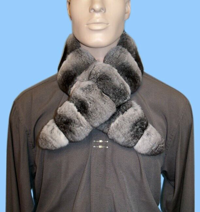 Pre-owned From *damco* Mens Genuine Chinchilla Fur Jacket - Coat Collar - Scarf 38 Inch Length