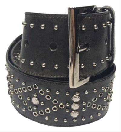 Pre-owned Prada Womens Cinture Ebano (ebony) Leather Belt Size 30/75
