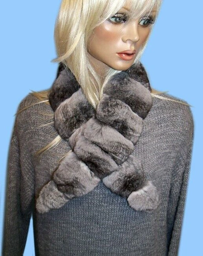 Pre-owned From *damco* Genuine Chinchilla Fur Coat-collar-scarf 38" - Looks Great With Any Jacket In As In Photo