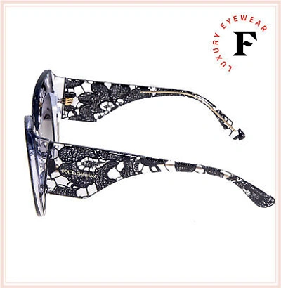 Pre-owned Dolce & Gabbana Black Lace 4321 Crystal Oversized Sunglasses Dg4321s Authentic In Gray