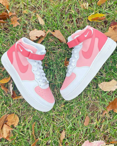 Pre-owned Nike Air Force 1 Custom Mid Two Tone Hot Pink Womens Kids Mens All Sizes Kids