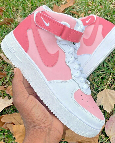 Pre-owned Nike Air Force 1 Custom Mid Two Tone Hot Pink Womens Kids Mens All Sizes Kids