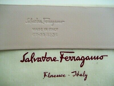 Pre-owned Ferragamo $450 Salvatore  Light Pink Wide Leather Belt Texture Gancio Buckle