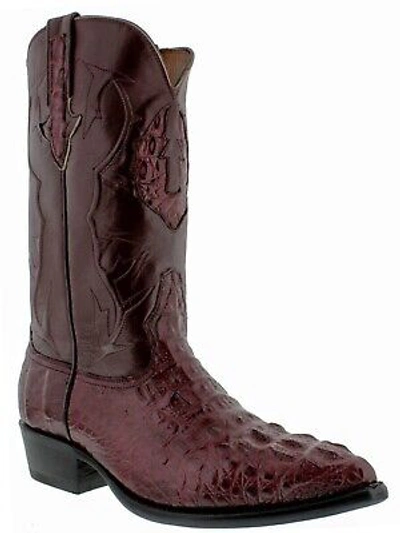 Pre-owned Black Diamond Burgundy Cowboy Dress Leather Boots Real Crocodile Hornback Exotic Skin Size 7.5 In Red