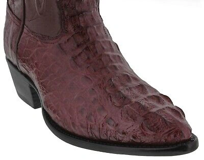 Pre-owned Black Diamond Burgundy Cowboy Dress Leather Boots Real Crocodile Hornback Exotic Skin Size 7.5 In Red
