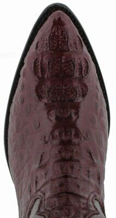 Pre-owned Black Diamond Burgundy Cowboy Dress Leather Boots Real Crocodile Hornback Exotic Skin Size 7.5 In Red