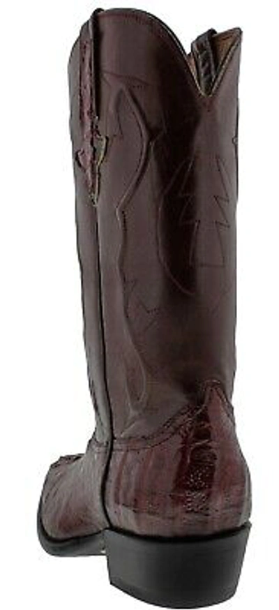 Pre-owned Black Diamond Burgundy Cowboy Dress Leather Boots Real Crocodile Hornback Exotic Skin Size 7.5 In Red