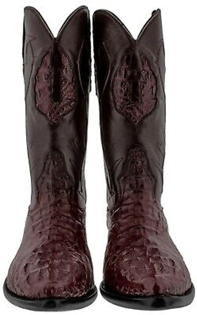 Pre-owned Black Diamond Burgundy Cowboy Dress Leather Boots Real Crocodile Hornback Exotic Skin Size 7.5 In Red