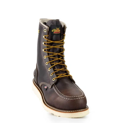 Pre-owned Thorogood 1957 Series Waterproof 8″ Briar Pitstop Safety Toe Maxwear Wedge™ Usa Made In Briar Pitstop Leather