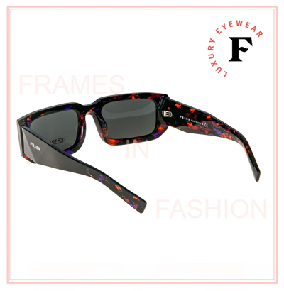 Pre-owned Prada Symbole Purple Red Floral Black Triangle Pr06yfs 06y Fashion Sunglasses In Gray