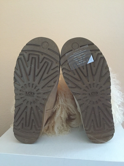 Pre-owned Ugg Classic Short Mongolian Sheepskin Cuff Sand Boots Us 6 / Eu 37 / Uk 4.5 In Beige