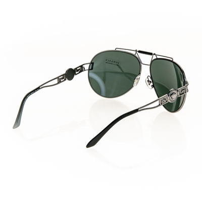 Pre-owned Versace Wire Rock Pilot Medusa 2160 Gunmetal Green Ve2160 Aviator Sunglasses