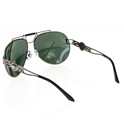 Pre-owned Versace Wire Rock Pilot Medusa 2160 Gunmetal Green Ve2160 Aviator Sunglasses