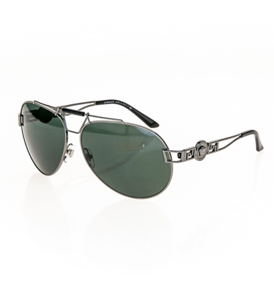 Pre-owned Versace Wire Rock Pilot Medusa 2160 Gunmetal Green Ve2160 Aviator Sunglasses