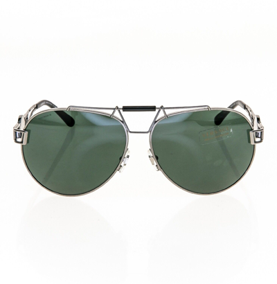 Pre-owned Versace Wire Rock Pilot Medusa 2160 Gunmetal Green Ve2160 Aviator Sunglasses