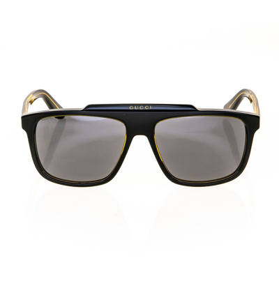 Pre-owned Gucci 1039 Gg1039s Retro Black Orange Unisex Navigator Sunglasses Authentic 001 In Gray