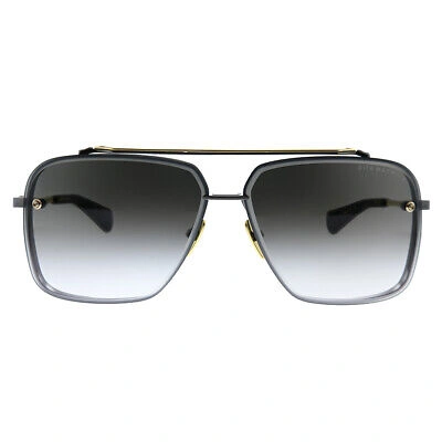 Pre-owned Dita Mach-six Dt Dts121 62-05 Black Gold Metal Sunglasses Grey Gradient Lens In Gray