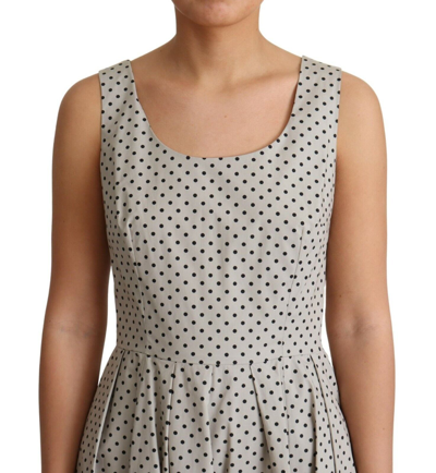 Pre-owned Dolce & Gabbana Dress Beige Polka Dotted Cotton A-line It40 / Us6 / S Rrp $1400