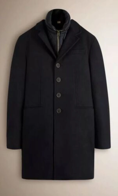 Pre-owned Burberry Lyndson 3-in-1 Navy Wool Cashmere Vest + Overcoat Coat Sz Xl In Blue