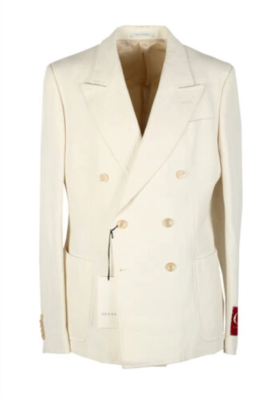 Pre-owned Gucci Off White Double Breasted Signature Sport Coat Size 52 It / 42r U.s.