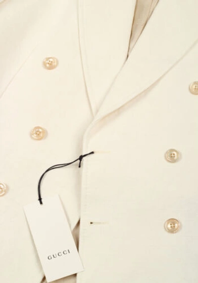 Pre-owned Gucci Off White Double Breasted Signature Sport Coat Size 52 It / 42r U.s.