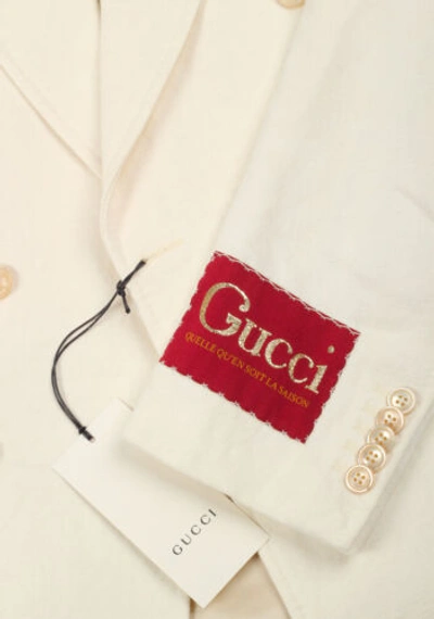 Pre-owned Gucci Off White Double Breasted Signature Sport Coat Size 52 It / 42r U.s.