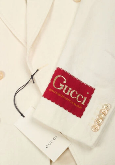 Pre-owned Gucci Off White Double Breasted Signature Sport Coat Size 52 It / 42r U.s. N...