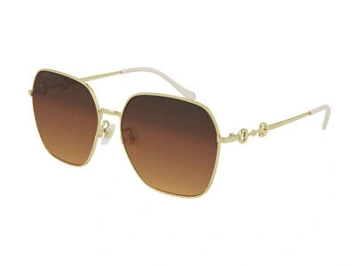 Pre-owned Gucci Genuine Sunglasses Gg0882sa 004 Gold Brown Lady | ModeSens