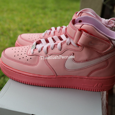 Pre-owned Nike Air Force 1 Mid Light Strawberry Pink White Custom Men Shoes  | ModeSens