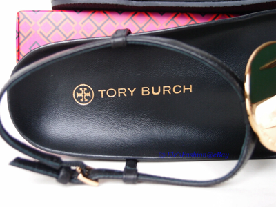 Pre-owned Tory Burch Patos Disk Thong Cloud Leather Sandal Black Us 7.5 Authentic
