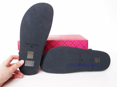 Pre-owned Tory Burch Patos Disk Thong Cloud Leather Sandal Black Us 7.5 Authentic