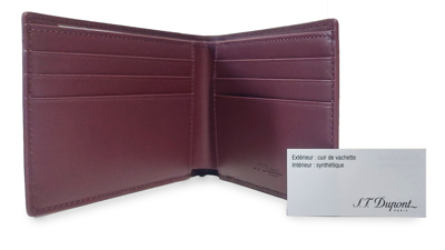 Pre-owned St Dupont S.t. Dupont 093000w Outlet Slg Wine Grain Leather 6 Cc Bill Holder Men Wallet In Red