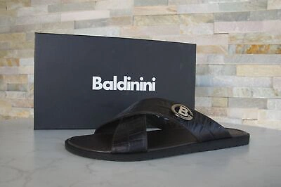 Pre-owned Baldinini Sandals Slippers Caiman Braun In Brown