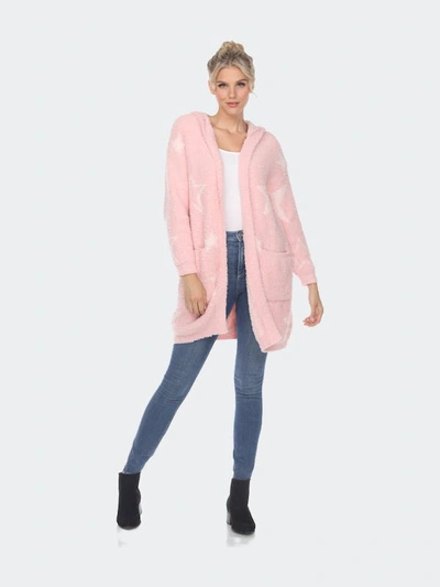 Shop White Mark Hooded Open Front Sherpa Coat In Pink