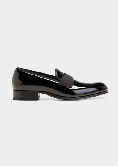 Shop Tom Ford Men's Edgar Patent Leather Loafers In Black