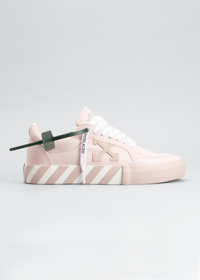 Shop Off-white Vulcanized Canvas Low-top Sneakers In White Pink