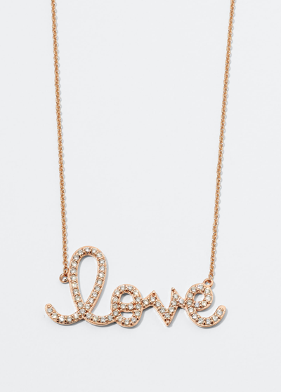 Shop Sydney Evan Large 14k Yellow Gold & Diamond Love Necklace In Rose Gold