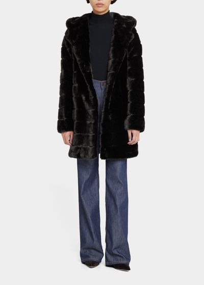 Shop Faz Oh My Deer Faux Fur Coat In Black