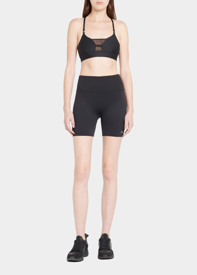 Shop Alo Yoga Seamless Ribbed Hot Shorts In Black