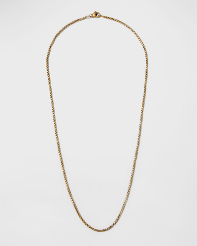 Shop David Yurman Men's Box Chain Necklace In Brushed 18k Gold, 2.7mm