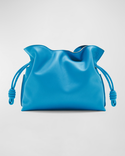 Shop Loewe Flamenco Mini Napa Drawstring Clutch Bag In Medium Blue