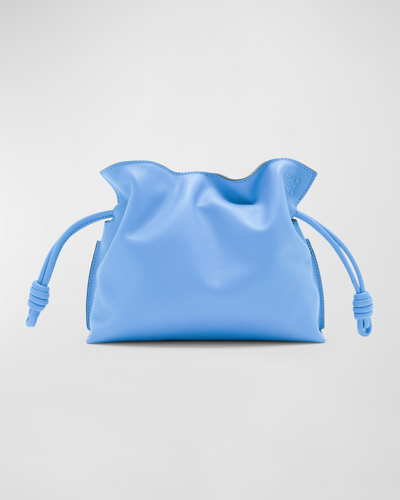 Shop Loewe Flamenco Mini Napa Drawstring Clutch Bag In Light Blue