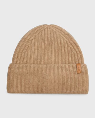 Shop Vince Cashmere Chunky Knit Beanie In Camel