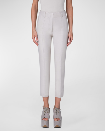 Shop Akris Connor Paneled Straight-leg Ankle Pants In Greige