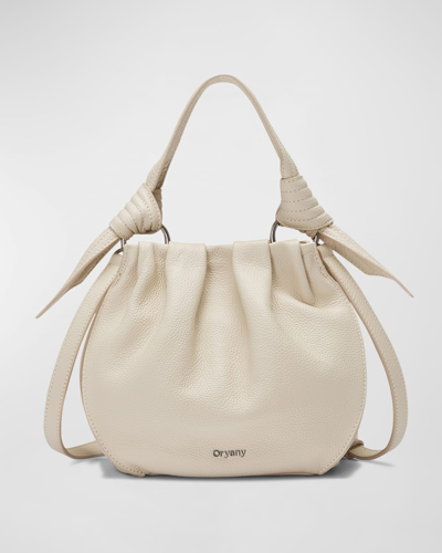 Shop Oryany Selena Leather Bucket Bag In Vanilla Cream