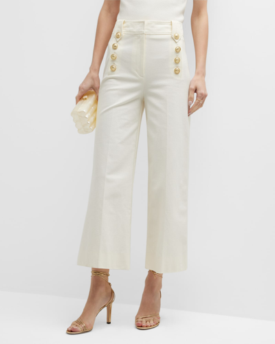 Derek Lam 10 Crosby Delos Cropped Wide-leg Sailor Pants In Soft White